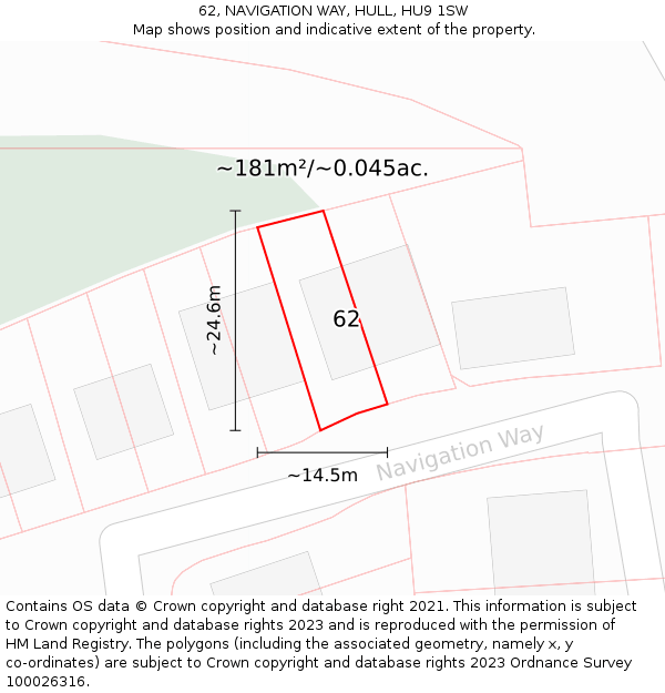 62, NAVIGATION WAY, HULL, HU9 1SW: Plot and title map