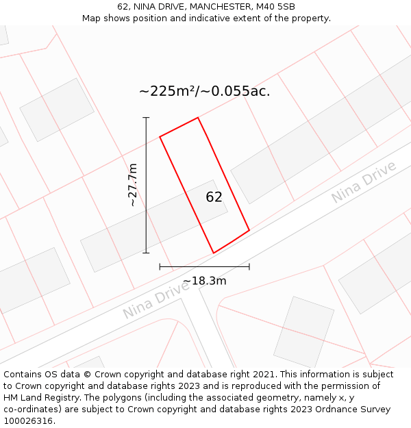 62, NINA DRIVE, MANCHESTER, M40 5SB: Plot and title map