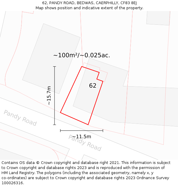 62, PANDY ROAD, BEDWAS, CAERPHILLY, CF83 8EJ: Plot and title map