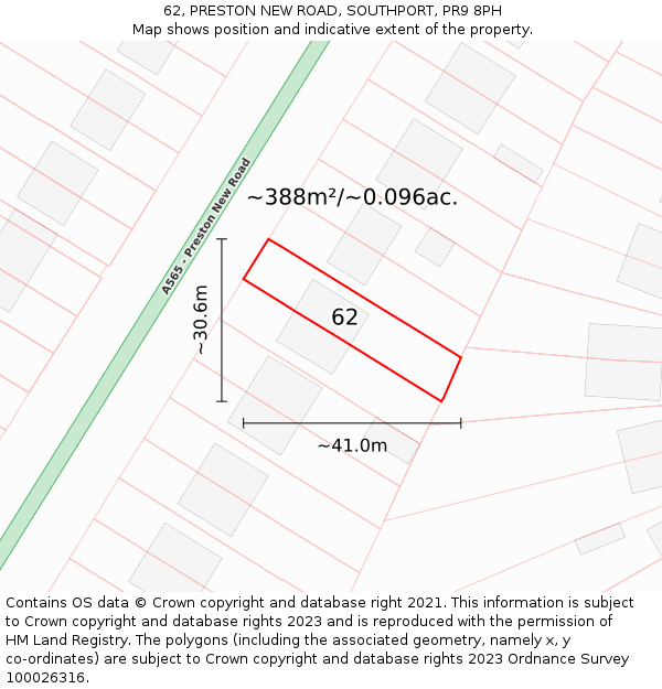 62, PRESTON NEW ROAD, SOUTHPORT, PR9 8PH: Plot and title map