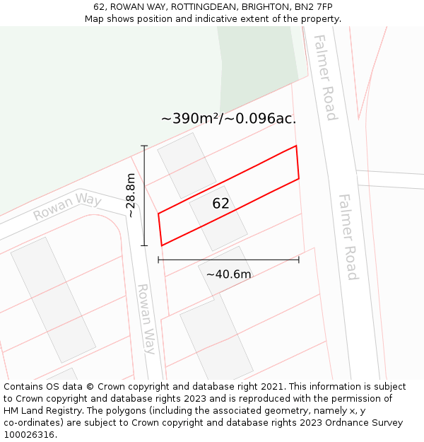 62, ROWAN WAY, ROTTINGDEAN, BRIGHTON, BN2 7FP: Plot and title map