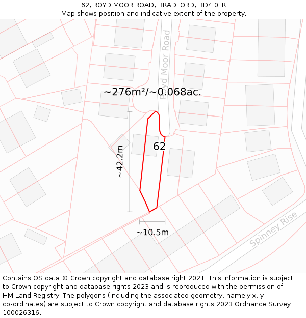 62, ROYD MOOR ROAD, BRADFORD, BD4 0TR: Plot and title map