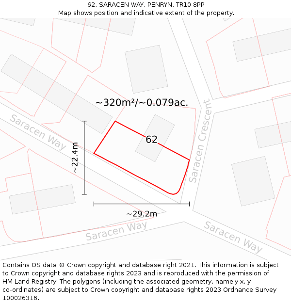 62, SARACEN WAY, PENRYN, TR10 8PP: Plot and title map