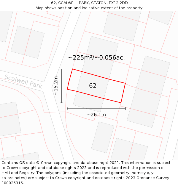 62, SCALWELL PARK, SEATON, EX12 2DD: Plot and title map