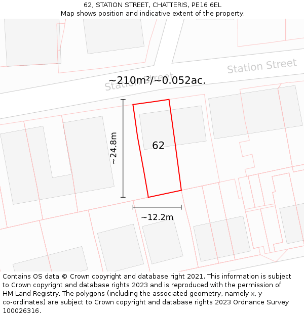 62, STATION STREET, CHATTERIS, PE16 6EL: Plot and title map
