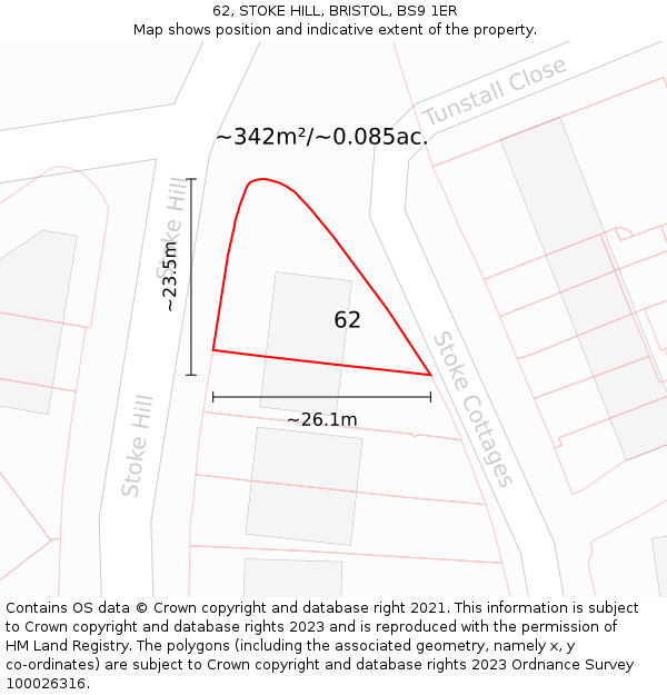 62, STOKE HILL, BRISTOL, BS9 1ER: Plot and title map