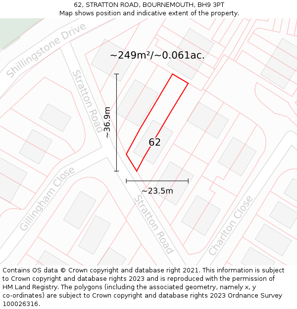 62, STRATTON ROAD, BOURNEMOUTH, BH9 3PT: Plot and title map