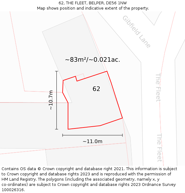 62, THE FLEET, BELPER, DE56 1NW: Plot and title map