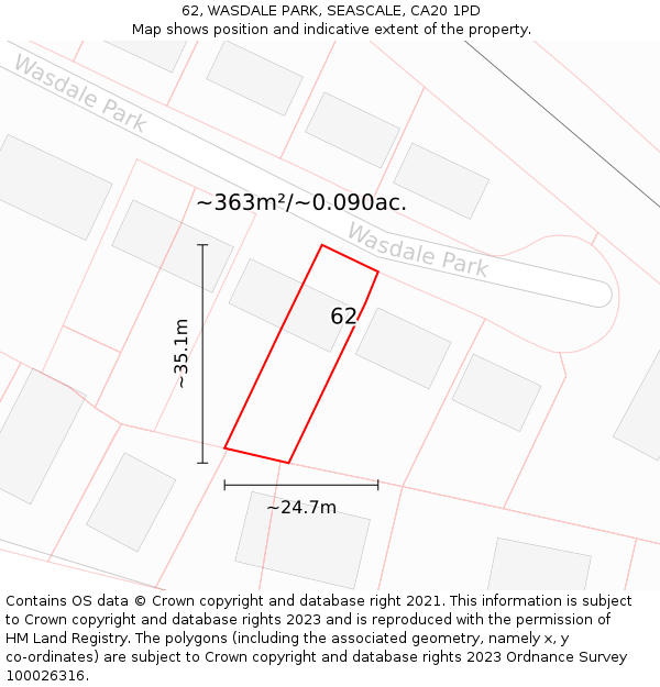 62, WASDALE PARK, SEASCALE, CA20 1PD: Plot and title map