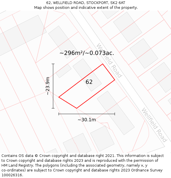 62, WELLFIELD ROAD, STOCKPORT, SK2 6AT: Plot and title map