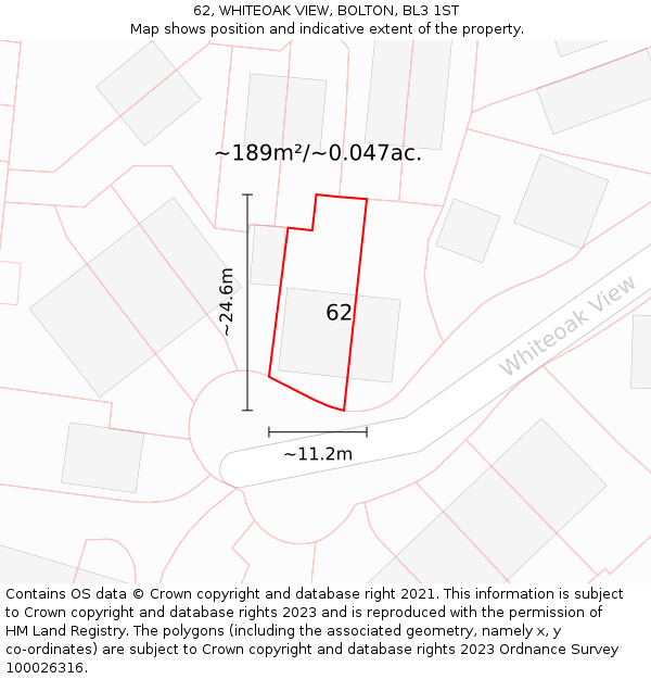 62, WHITEOAK VIEW, BOLTON, BL3 1ST: Plot and title map