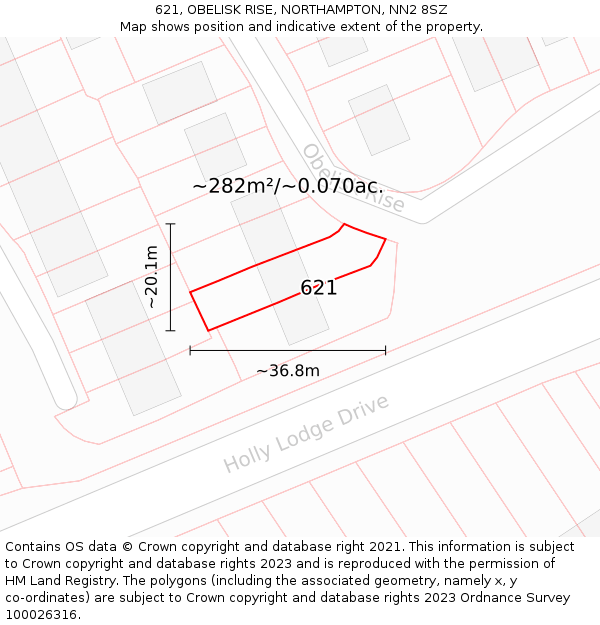 621, OBELISK RISE, NORTHAMPTON, NN2 8SZ: Plot and title map