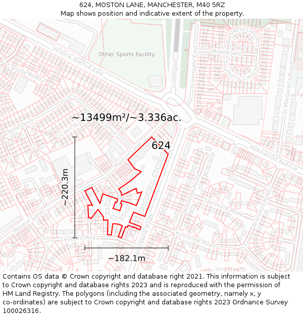 624, MOSTON LANE, MANCHESTER, M40 5RZ: Plot and title map