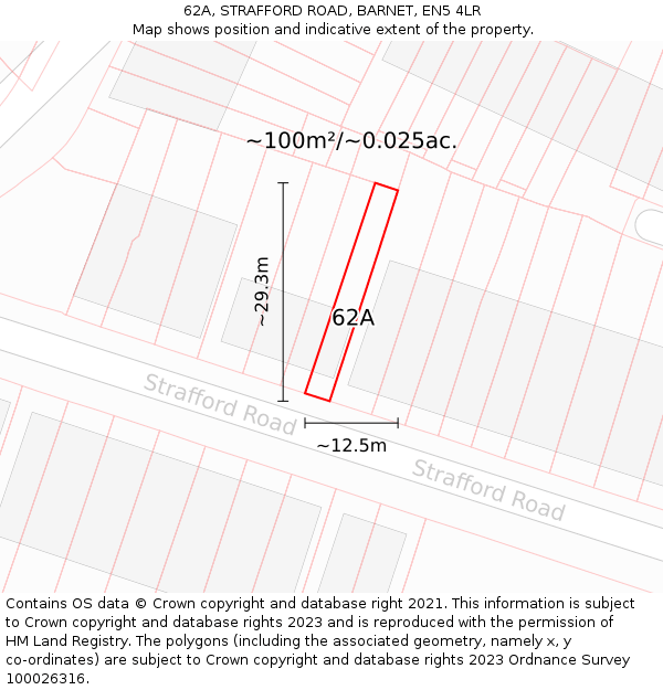 62A, STRAFFORD ROAD, BARNET, EN5 4LR: Plot and title map