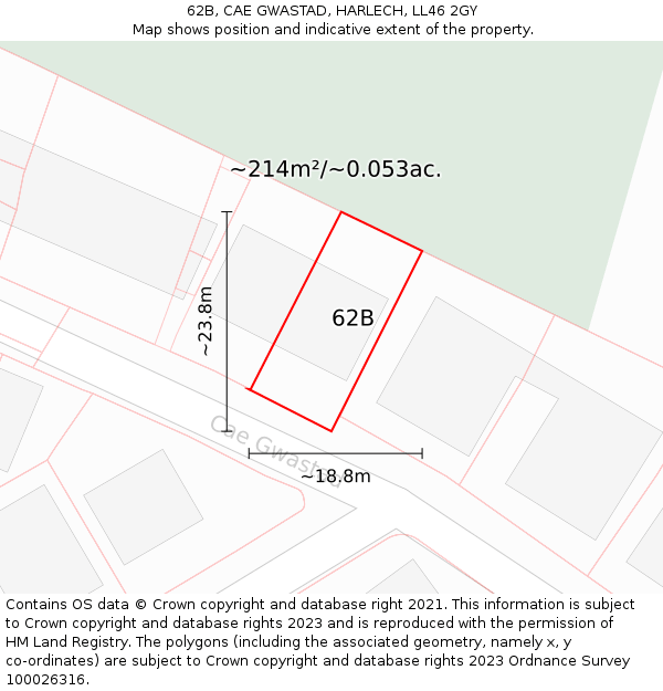 62B, CAE GWASTAD, HARLECH, LL46 2GY: Plot and title map