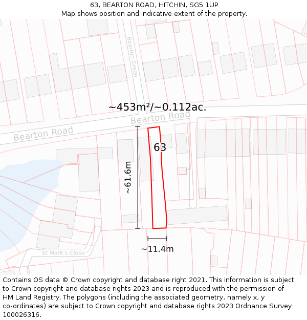63, BEARTON ROAD, HITCHIN, SG5 1UP: Plot and title map