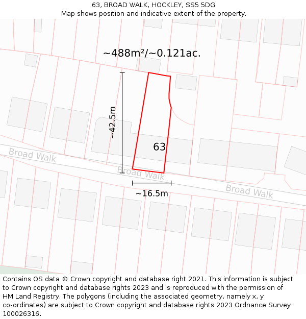 63, BROAD WALK, HOCKLEY, SS5 5DG: Plot and title map