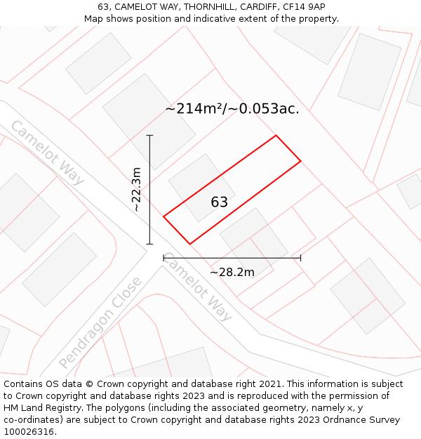 63, CAMELOT WAY, THORNHILL, CARDIFF, CF14 9AP: Plot and title map