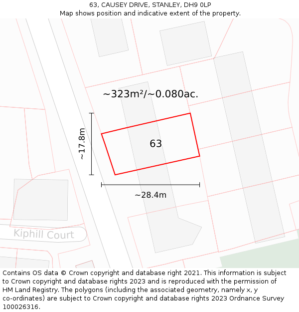 63, CAUSEY DRIVE, STANLEY, DH9 0LP: Plot and title map
