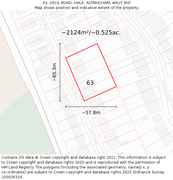 63, CECIL ROAD, HALE, ALTRINCHAM, WA15 9NT: Plot and title map