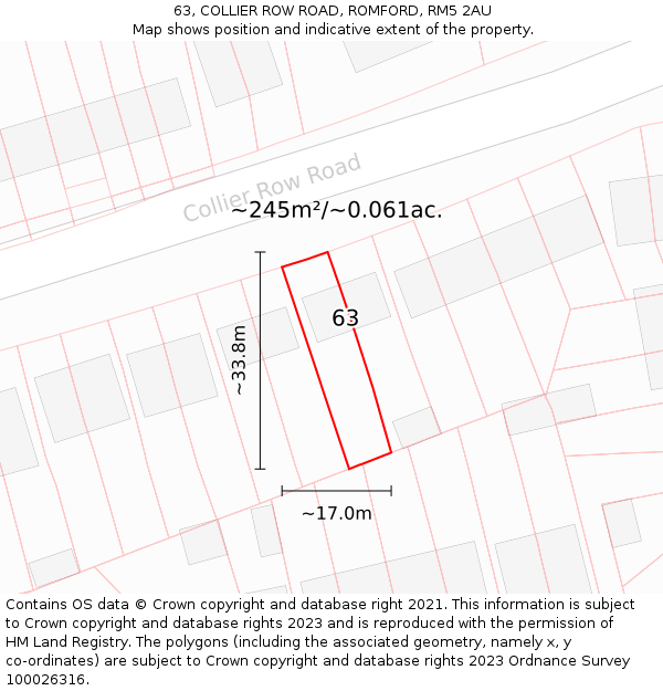 63, COLLIER ROW ROAD, ROMFORD, RM5 2AU: Plot and title map