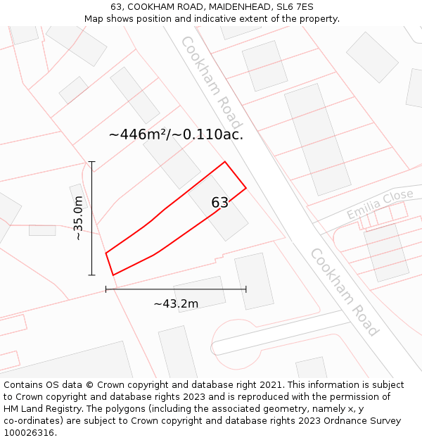 63, COOKHAM ROAD, MAIDENHEAD, SL6 7ES: Plot and title map