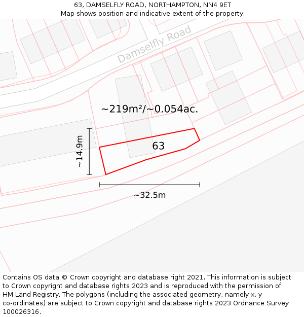 63, DAMSELFLY ROAD, NORTHAMPTON, NN4 9ET: Plot and title map