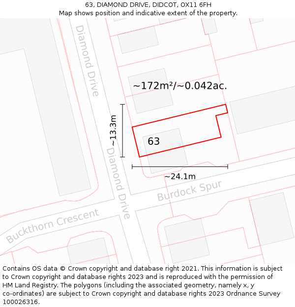 63, DIAMOND DRIVE, DIDCOT, OX11 6FH: Plot and title map