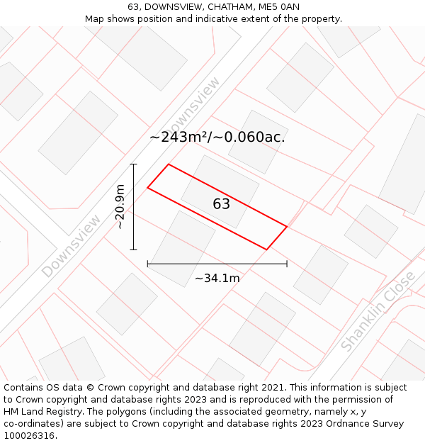 63, DOWNSVIEW, CHATHAM, ME5 0AN: Plot and title map