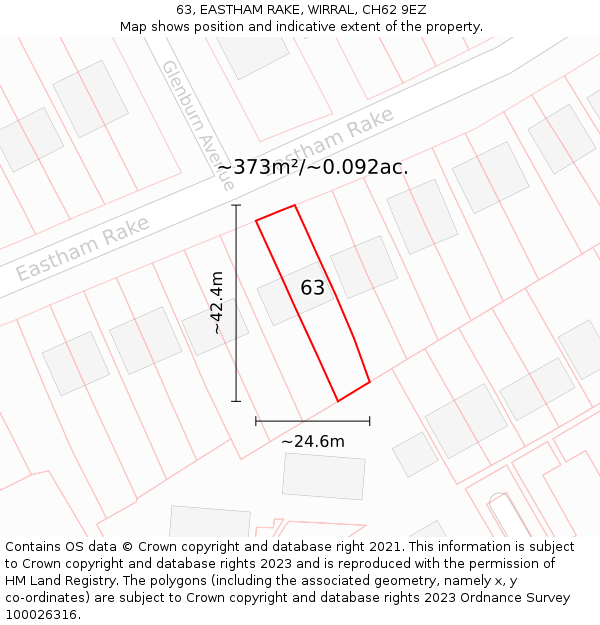 63, EASTHAM RAKE, WIRRAL, CH62 9EZ: Plot and title map