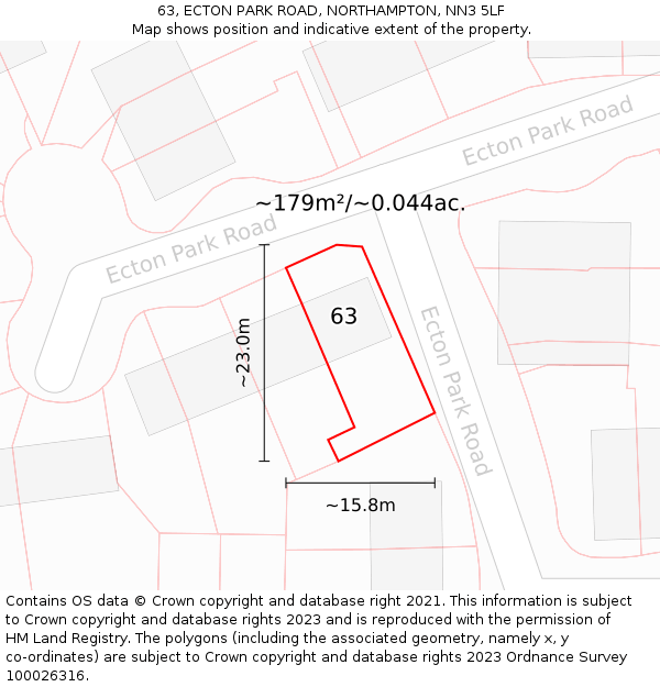 63, ECTON PARK ROAD, NORTHAMPTON, NN3 5LF: Plot and title map