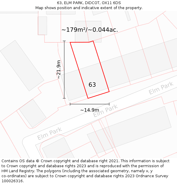 63, ELM PARK, DIDCOT, OX11 6DS: Plot and title map