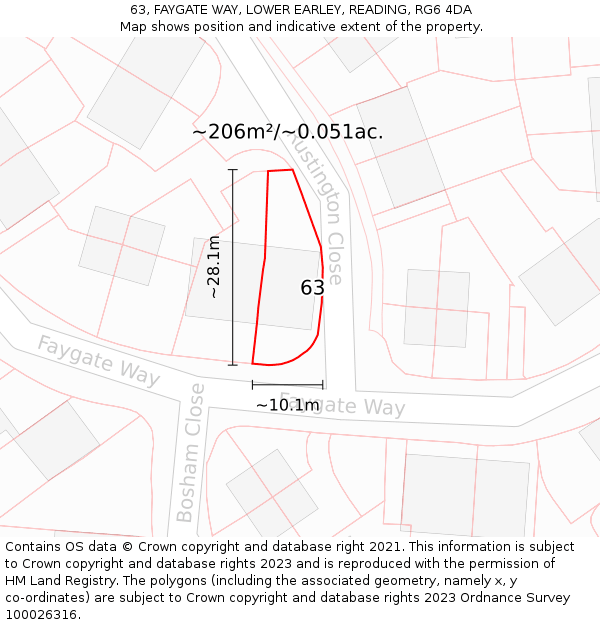 63, FAYGATE WAY, LOWER EARLEY, READING, RG6 4DA: Plot and title map