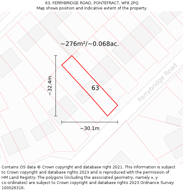 63, FERRYBRIDGE ROAD, PONTEFRACT, WF8 2PQ: Plot and title map