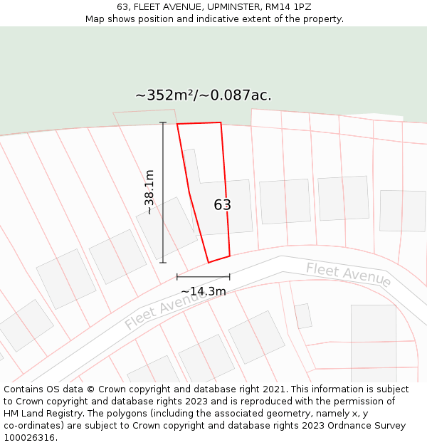 63, FLEET AVENUE, UPMINSTER, RM14 1PZ: Plot and title map