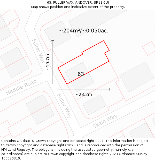 63, FULLER WAY, ANDOVER, SP11 6UJ: Plot and title map