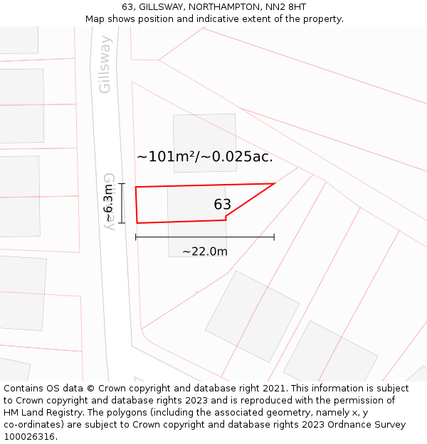 63, GILLSWAY, NORTHAMPTON, NN2 8HT: Plot and title map