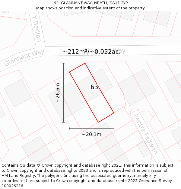 63, GLANNANT WAY, NEATH, SA11 3YP: Plot and title map