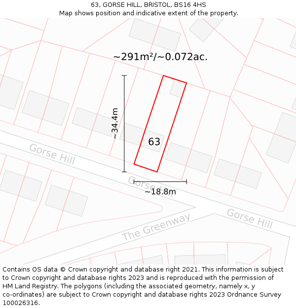 63, GORSE HILL, BRISTOL, BS16 4HS: Plot and title map