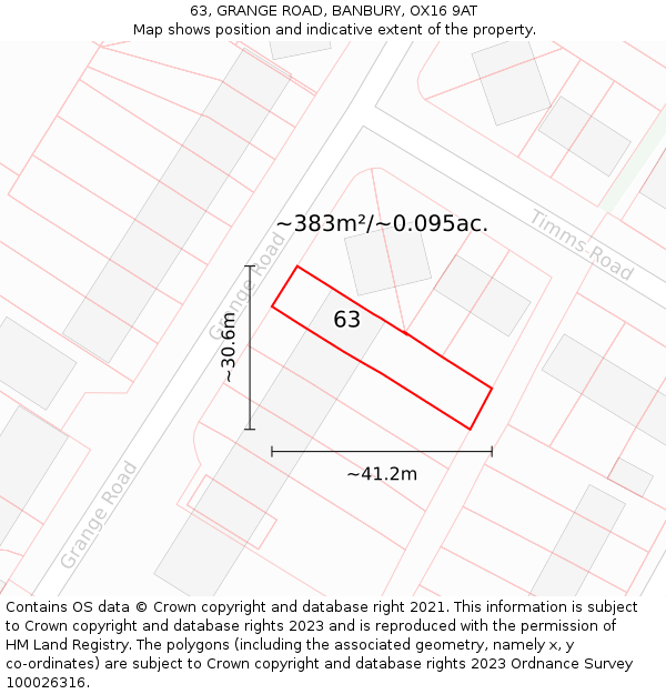 63, GRANGE ROAD, BANBURY, OX16 9AT: Plot and title map