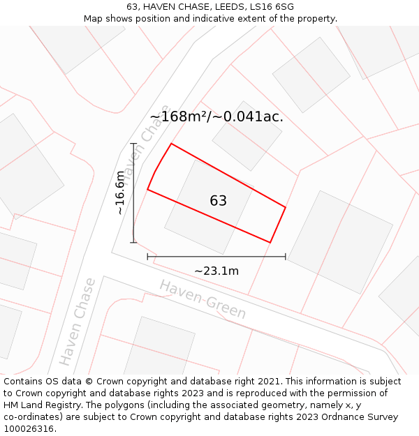 63, HAVEN CHASE, LEEDS, LS16 6SG: Plot and title map