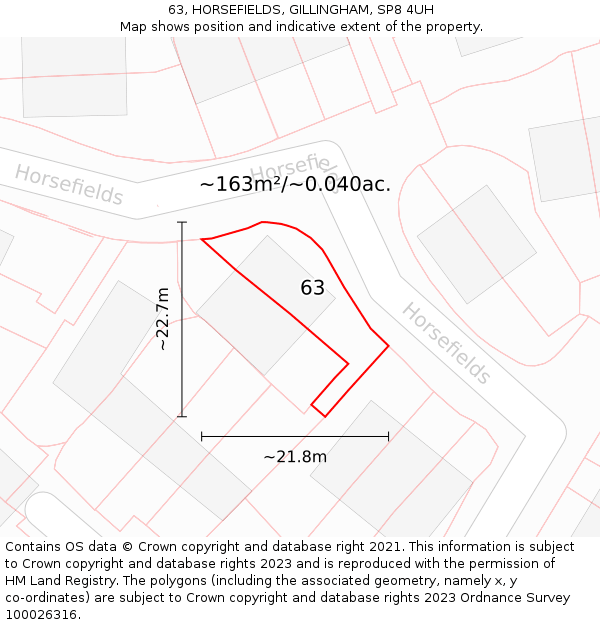 63, HORSEFIELDS, GILLINGHAM, SP8 4UH: Plot and title map