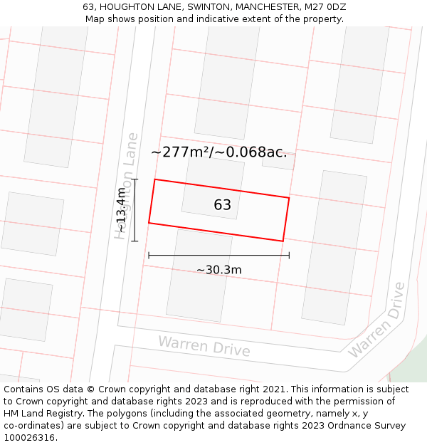 63, HOUGHTON LANE, SWINTON, MANCHESTER, M27 0DZ: Plot and title map