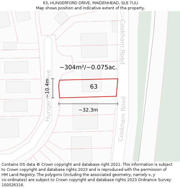 63, HUNGERFORD DRIVE, MAIDENHEAD, SL6 7UU: Plot and title map
