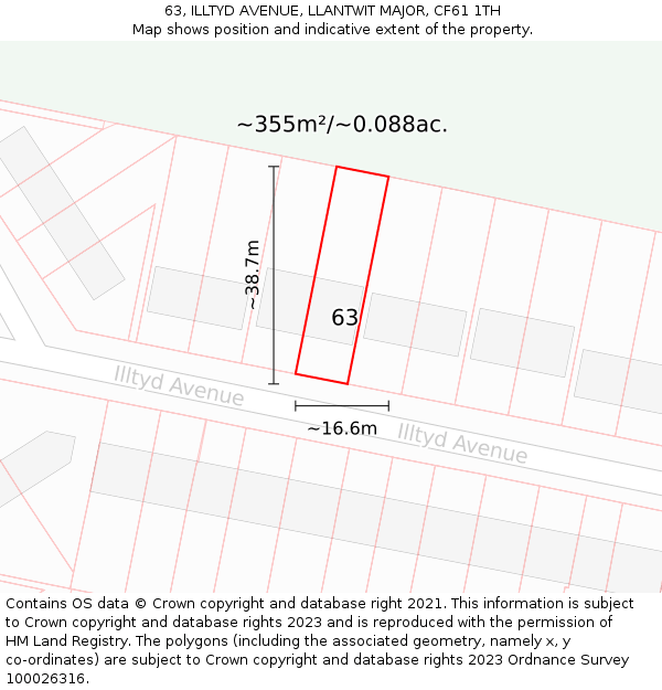 63, ILLTYD AVENUE, LLANTWIT MAJOR, CF61 1TH: Plot and title map