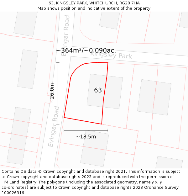 63, KINGSLEY PARK, WHITCHURCH, RG28 7HA: Plot and title map