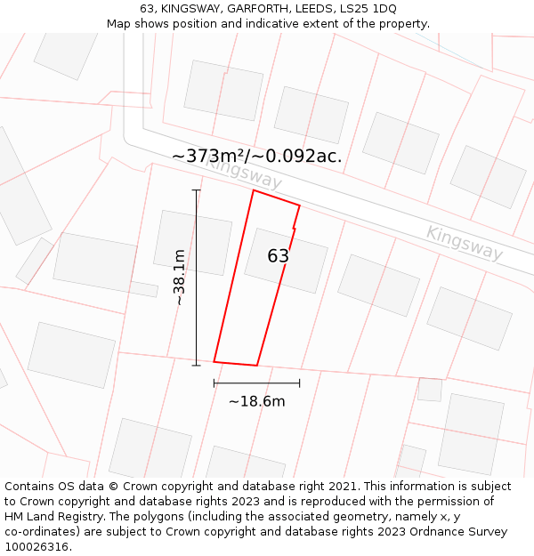 63, KINGSWAY, GARFORTH, LEEDS, LS25 1DQ: Plot and title map