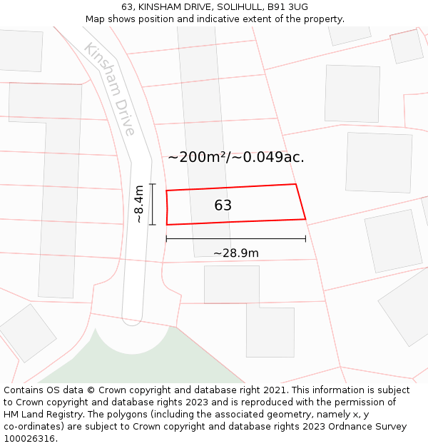 63, KINSHAM DRIVE, SOLIHULL, B91 3UG: Plot and title map
