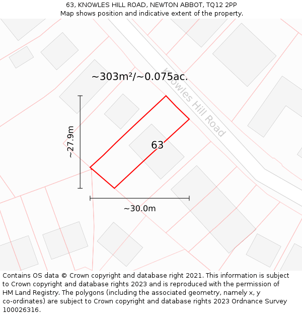 63, KNOWLES HILL ROAD, NEWTON ABBOT, TQ12 2PP: Plot and title map