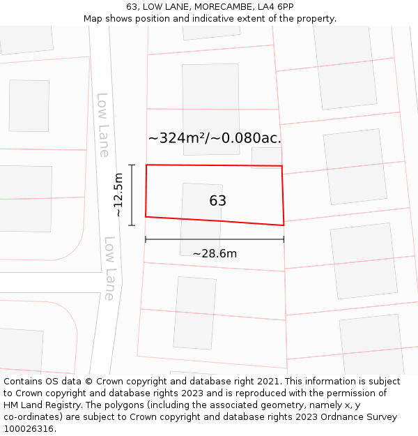 63, LOW LANE, MORECAMBE, LA4 6PP: Plot and title map